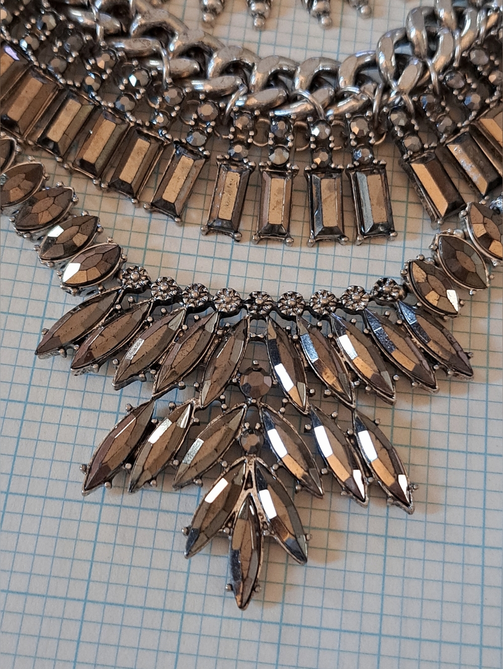 Napier Multi-Layer Hematite Colored Gem Silver Tone Statement Necklace